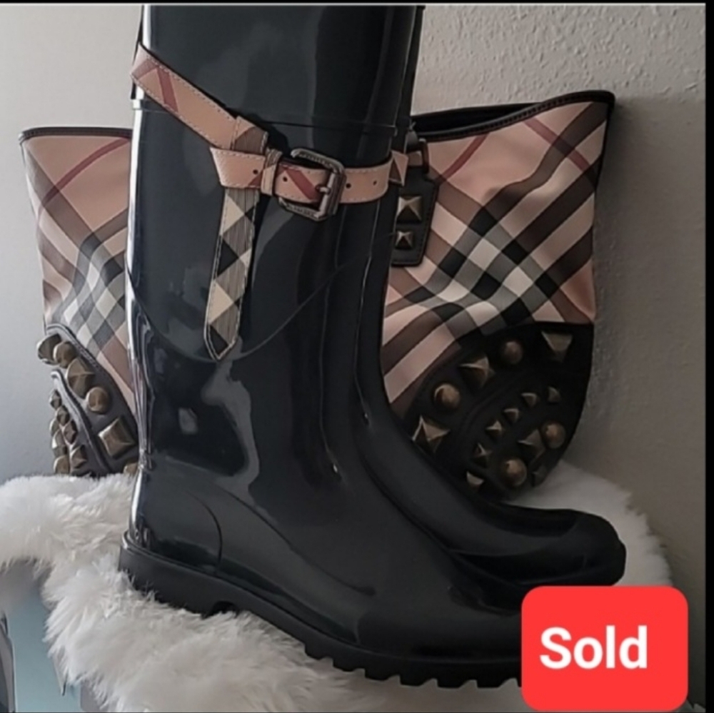 🖤🤎Burberry Kenyon Nova Belt Rain Boots Sz11 / 41🤎🖤 - Picture 1 of 10